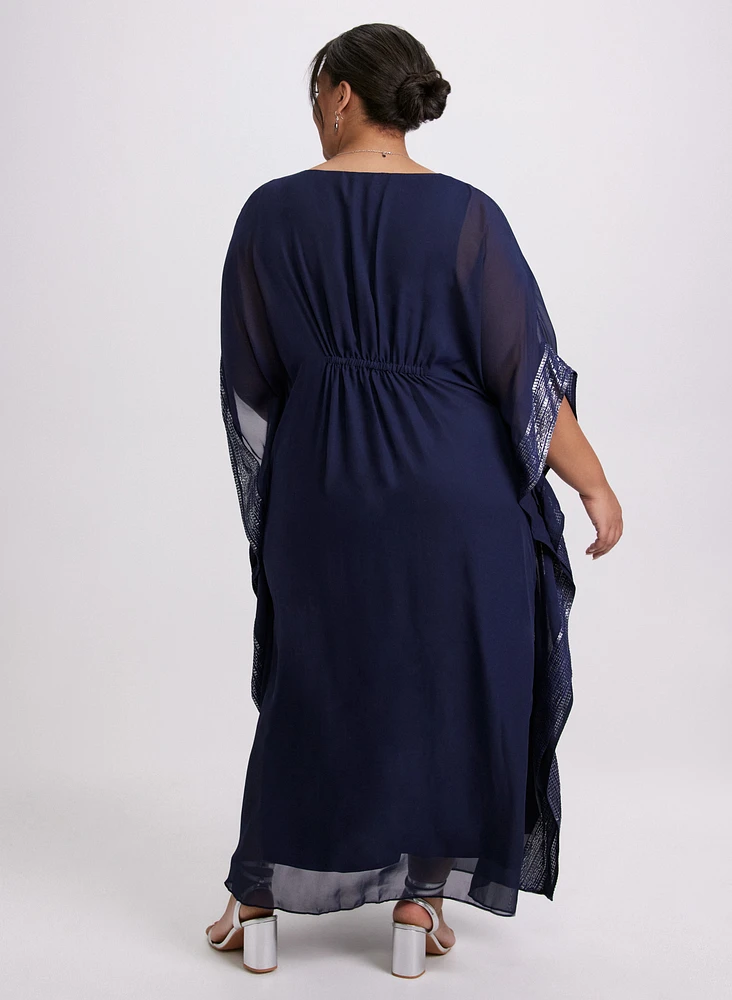 Foil Trim Kaftan Dress