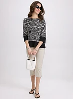 Tab Detail Slim-Leg Capris