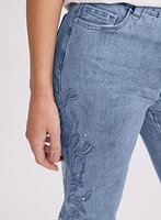 Embroidered Straight-Leg Jeans