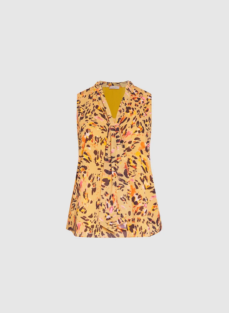 Blouse léopard à effet cravate