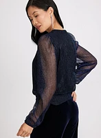 Metallic Plisse Top