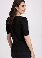 Puff Sleeve V-Neck Blouse
