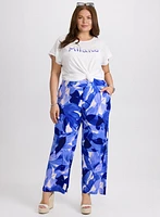 Pantalon Olivia large à motif feuilles