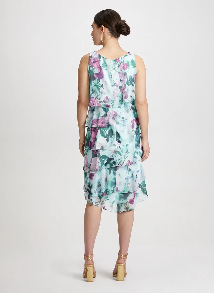Floral Asymmetric Tiered Dress