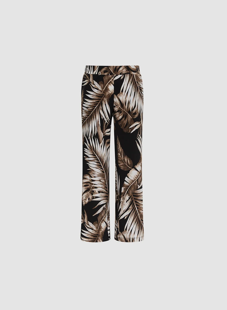 Palm Print Wide Leg Pants