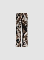 Palm Print Wide Leg Pants
