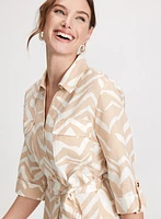 Linen-Blend Button-Front Dress