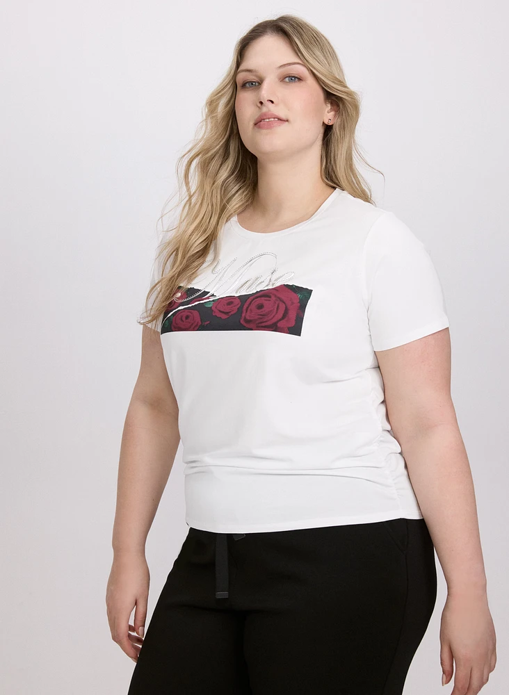 T-shirt à imprimé de roses