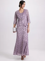 Glitter Lace Dress & Jacket Set