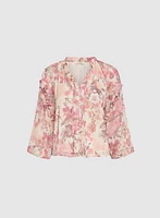 Floral Frilled Neck Blouse
