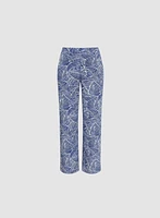 Leaf Print Pull-On Pants