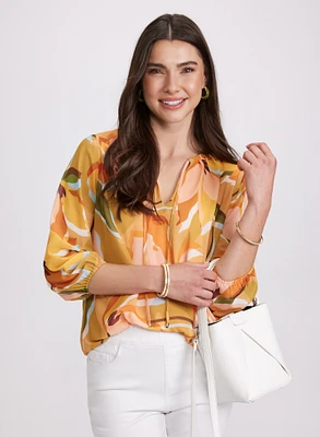 Floral Split Neck Blouse