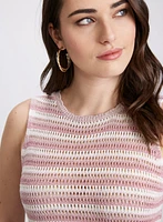 Striped Crochet Knit Top