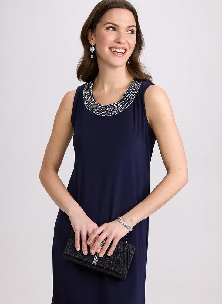 Rhinestone Embellished Dress & Jacket Set