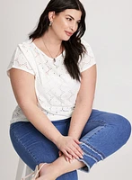 Tie-Front Eyelet Top