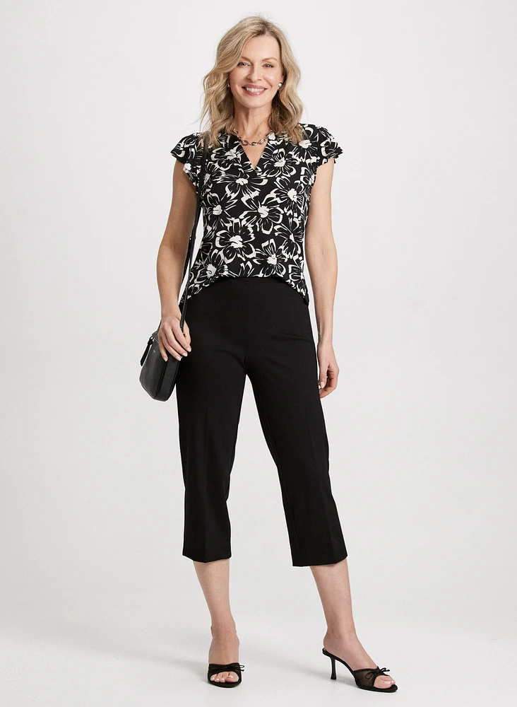 Slit Detail Straight-Leg Capris