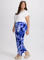 Pantalon Olivia large à motif feuilles
