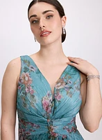 Plissé Floral Dress