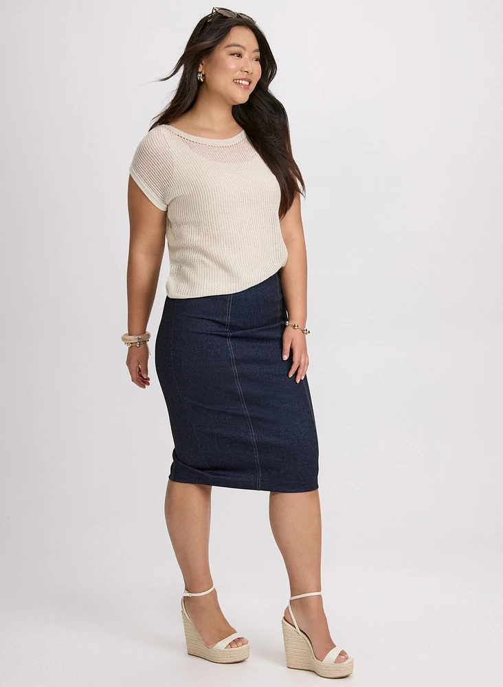 Pull-On Denim Skirt