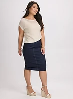Pull-On Denim Skirt