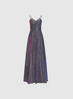 Metallic High Slit Dress
