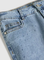 Tonal Stone Embellished Straight-Leg Jeans