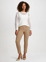 Scalloped Hem Pull-On Denim Pants