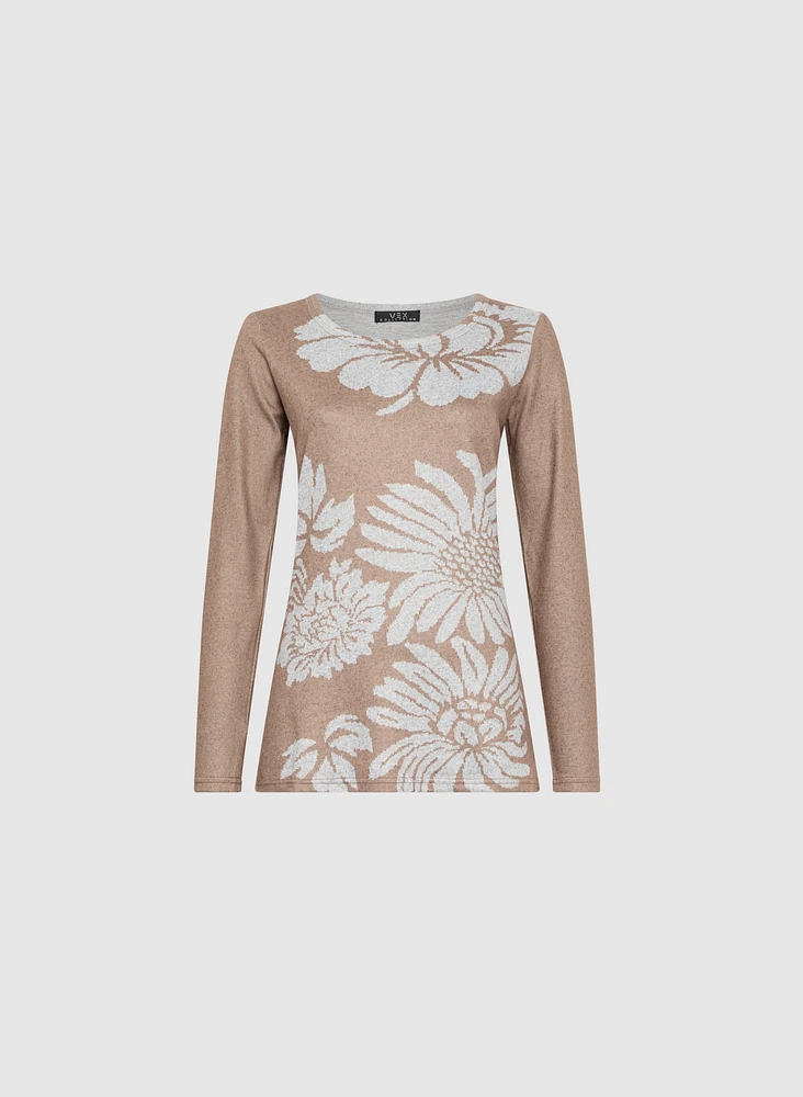 Vex - Floral Placement Print Knit Top