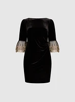 Mesh Bell Sleeve Velvet Dress