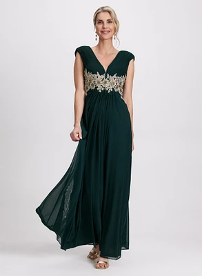 Embroidered Appliqué Maxi Dress
