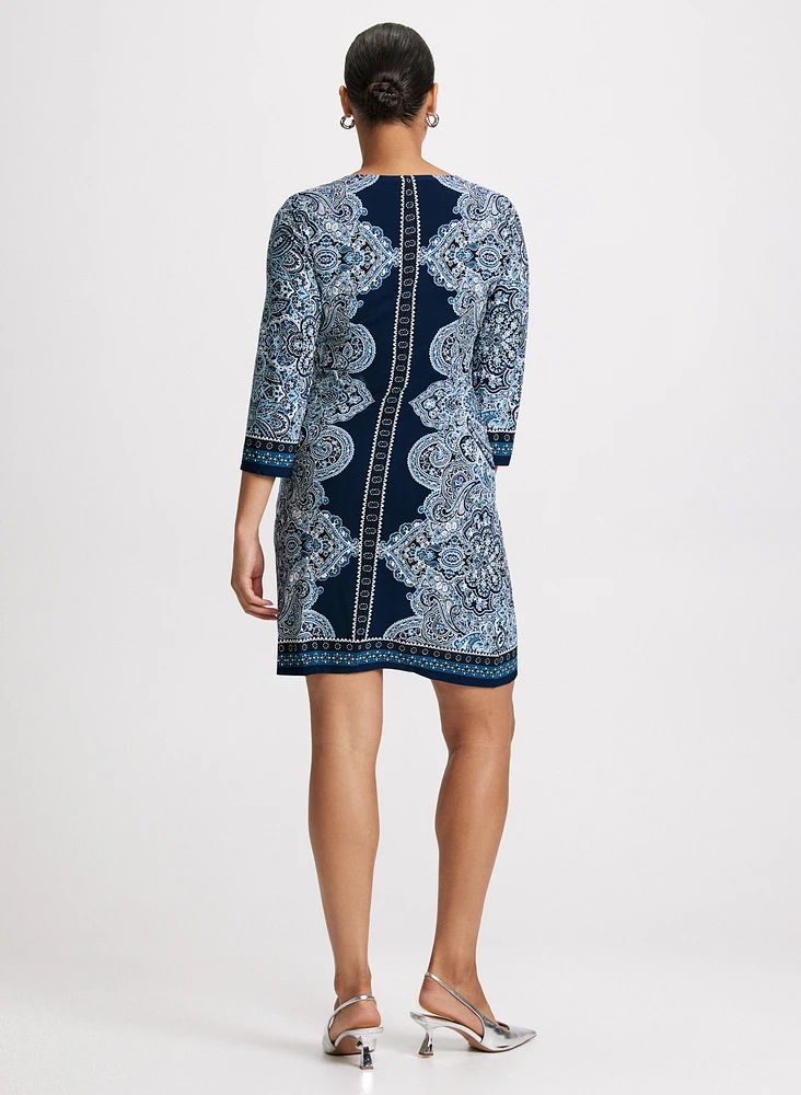 Paisley Print Keyhole Detail Dress