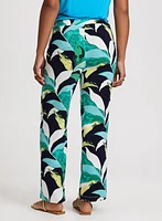 Tropical Print Pull-On Pants
