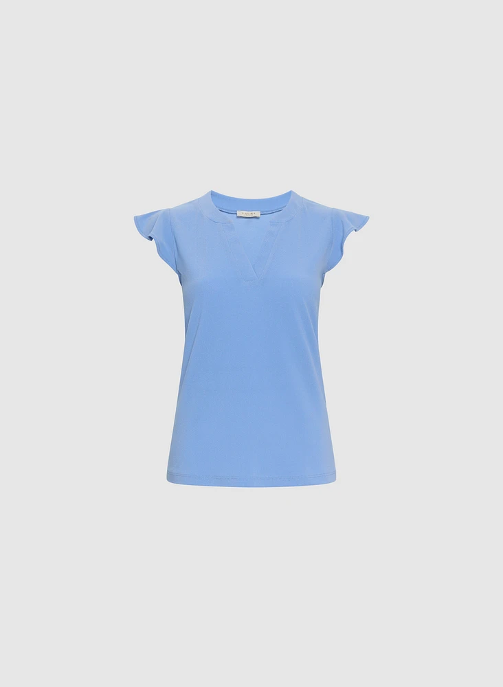 Ruffled Cap Sleeve T-Shirt