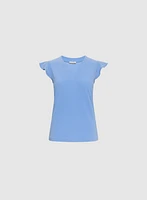 Ruffled Cap Sleeve T-Shirt