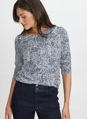 Embellished Mixed Print Top