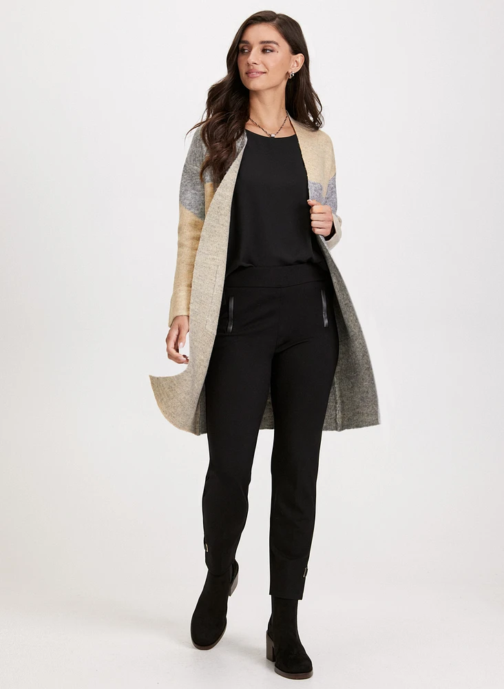 Colour Block Open-Front Cardigan