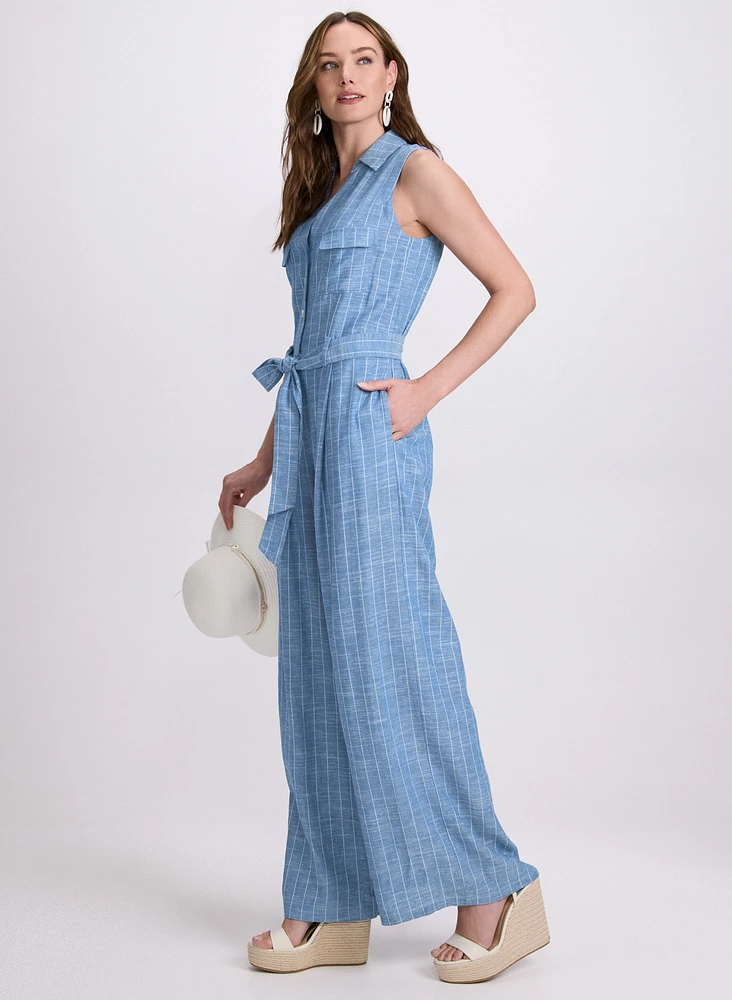 Striped Wide-Leg Jumpsuit