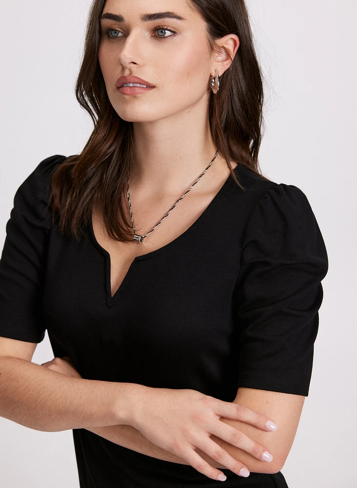 Puff Sleeve V-Neck Blouse