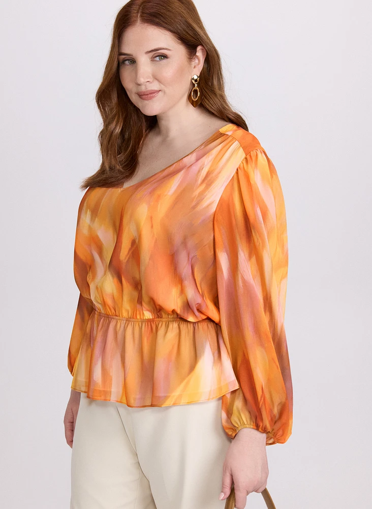 Blouse abstraite à taille élastique