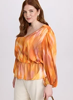 Blouse abstraite à taille élastique