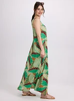 Robe maxi à motif palmiers
