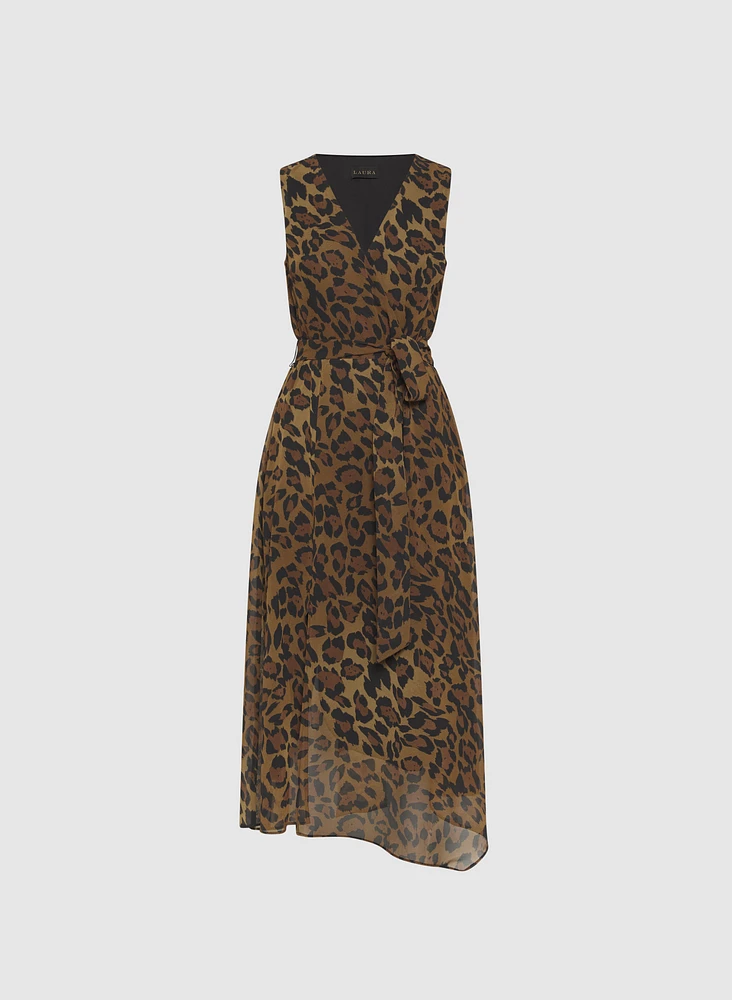 Robe en chiffon à motif léopard