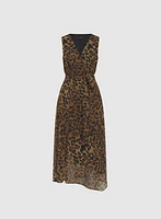 Robe en chiffon à motif léopard