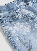 Floral Pattern Pull-On Jeans