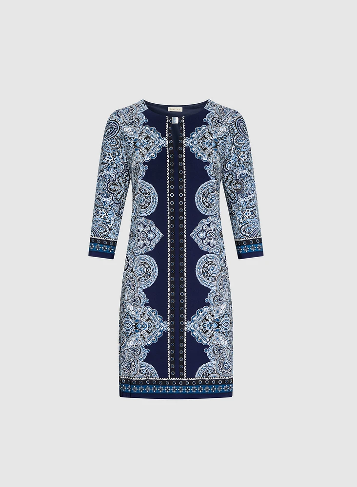 Paisley Print Keyhole Detail Dress