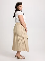 Smocked Waist Satin Maxi Skirt