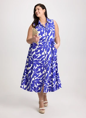Robe boutonnée à motif fleuri