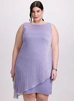 Metallic Plissé Overlay Dress