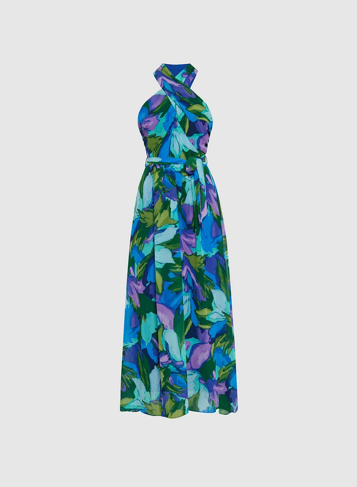 Tropical Halter Neck Dress