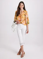 Floral Split Neck Blouse